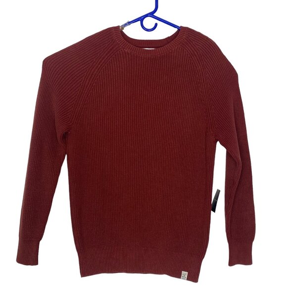 NWT LUCKY BRAND Women Pullover Sweater Sz M Orange Crew Neck Preppy Knit 70-8 - Picture 1 of 16